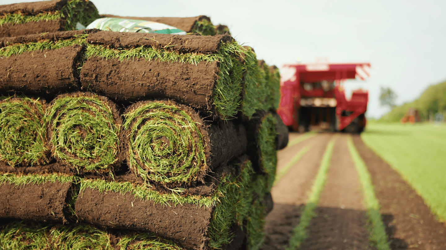 Vrachtwagen van Graszodenkopen.be met graszoden